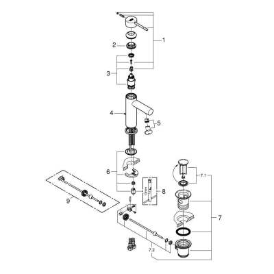 GROHE 23379001 Essence+ Смеситель для раковины, S-size. Фото