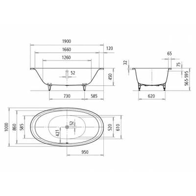 Ванна стальная KALDEWEI Ellipso Duo Oval 190х100 286200010001. Фото