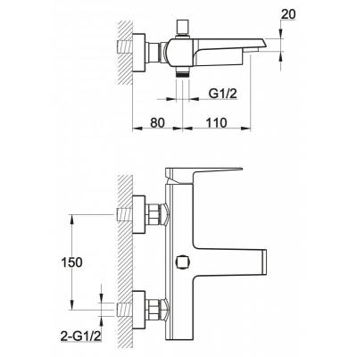Смеситель для ванны/душа BELBAGNO Arlie ARL-VASM-CRM. Фото