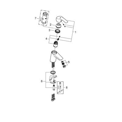 Смеситель для раковины GROHE Eurosmart 32467002. Фото