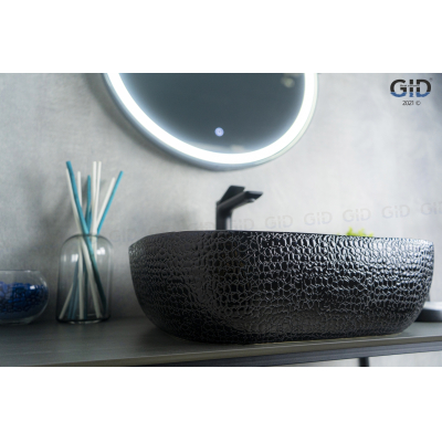 Раковина накладная GID D1302h004 50х40 53303 Черный Глянцевый. Фото