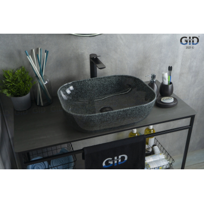 Раковина накладная GID Mnc338 51х41 54431 Под камень. Глянцевый. Фото