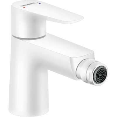 Смеситель Hansgrohe Talis E для биде, однорычажный, со сливным гарнитуром 71720700, матовый белый. Фото