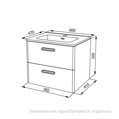 Тумба подвесная белая 60 см Brick  IDDIS BRI60W0i95. Подходит умывальник: 0106000i28. Фото