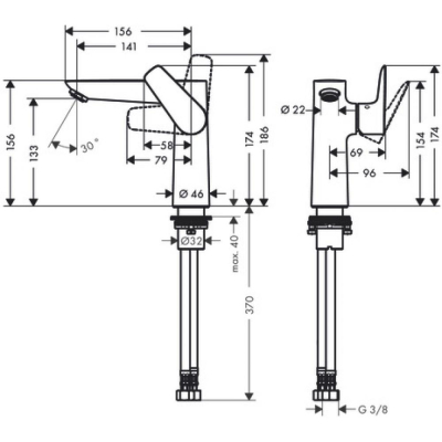 Смеситель для раковины 150, однорычажный, без сливного набора Hansgrohe 71755000, хром. Фото