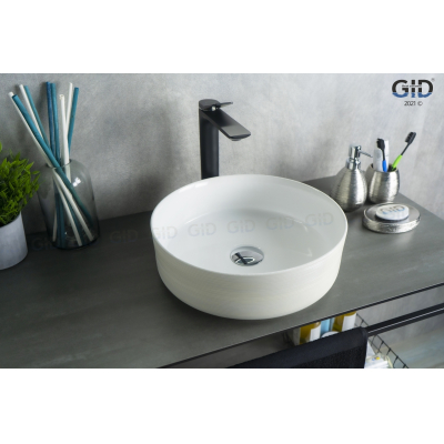 Раковина накладная GID D1357h028 36х36 53329 Белый / Крем. Фото