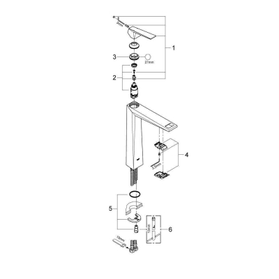 GROHE 23114A00 Allure Brilliant Смеситель для раковины, свободностоящий, гладкий корпус, цвет: темный гарфит, глянец. Фото