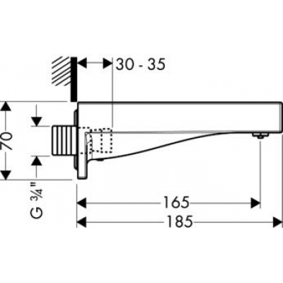Излив для ванны AXOR Starck X3/4 10426000. Фото