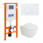 Унитаз подвесной с сиденьем BelBagno STYLUS-TOR + Система инсталляции для унитазов с кнопкой смыва BB014-SR-BIANCO. Фото