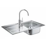 Набор для кухни: мойка для кухни GROHE 31570SD0 K400, нержавеющая сталь и смеситель GROHE 31570SD0 Concetto Набор для кухни: мойка для кухни GROHE 31570SD0 K400, нержавеющая сталь и смеситель GROHE 31570SD0 Concetto. Фото