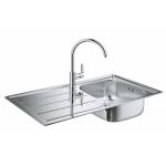 Набор для кухни: мойка для кухни GROHE 31562SD0 K200, нержавеющая сталь и смеситель GROHE 31562SD0 Bau Edge (31367) Набор для кухни: мойка для кухни GROHE 31562SD0 K200, нержавеющая сталь и смеситель GROHE 31562SD0 Bau Edge (31367). Фото